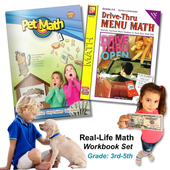 Pet Math & Drive-Thru Menu 2 Pack - Additional Multiplication Practice! Grade: 3-5