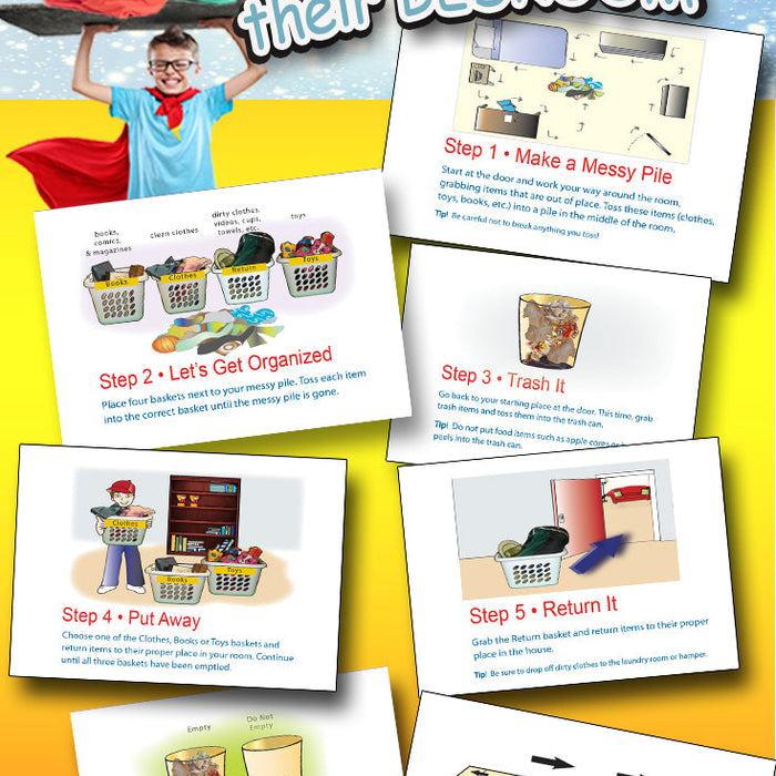 Kids Chore Chart -Seven steps for kids to clean a messy bedroom - The Home of Times Tales!