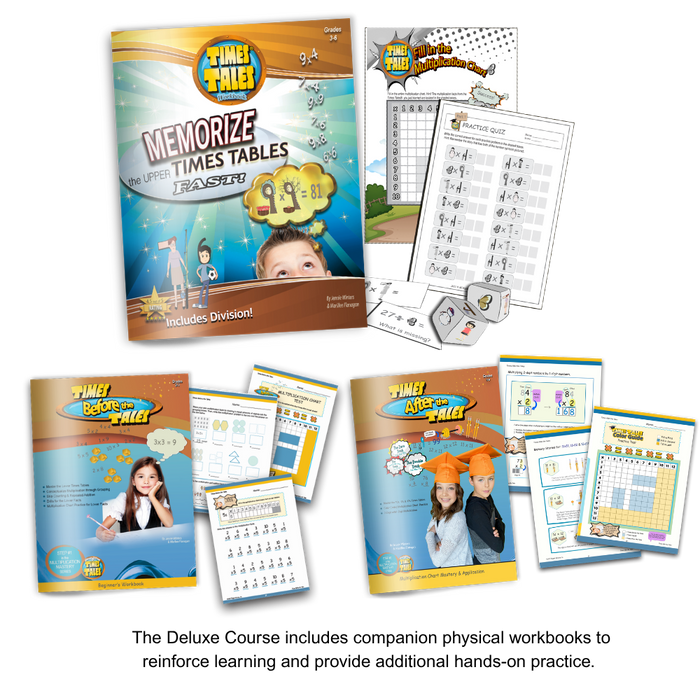 Deluxe Course - 1-12 Multiplication Mastery & Real-Life Math Application w/5 Physical Workbooks