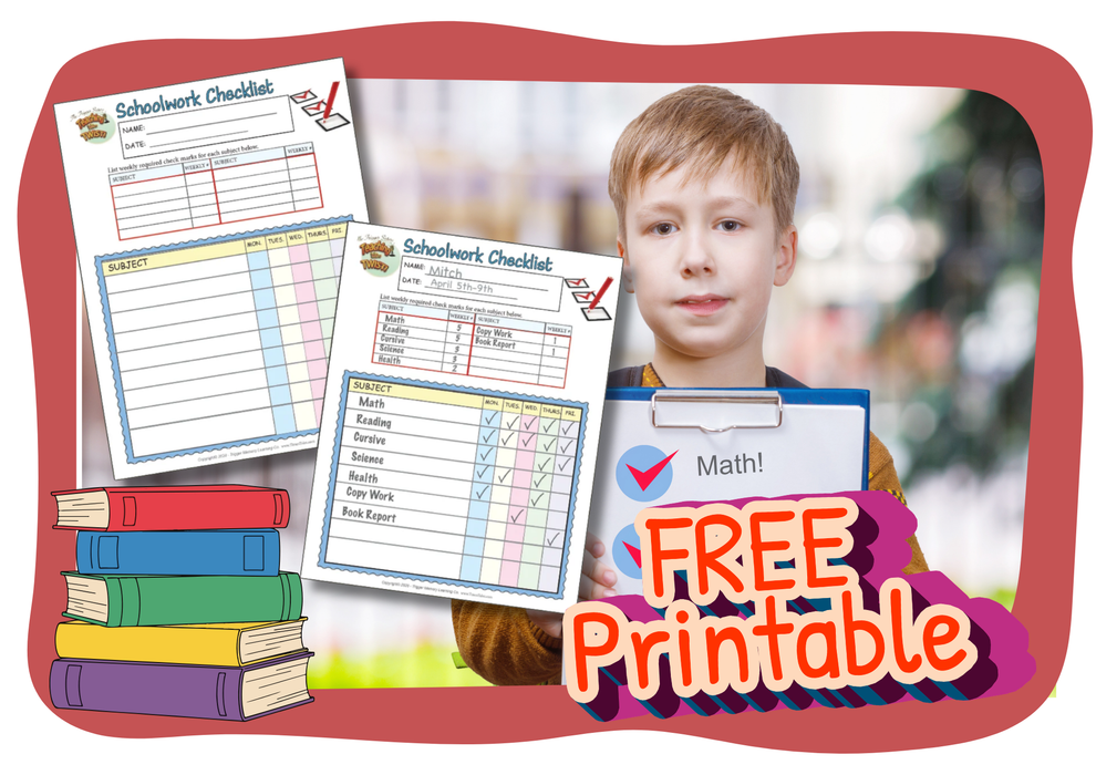 Podcast #3  FREE Printable- Schoolwork Check-Off Sheet