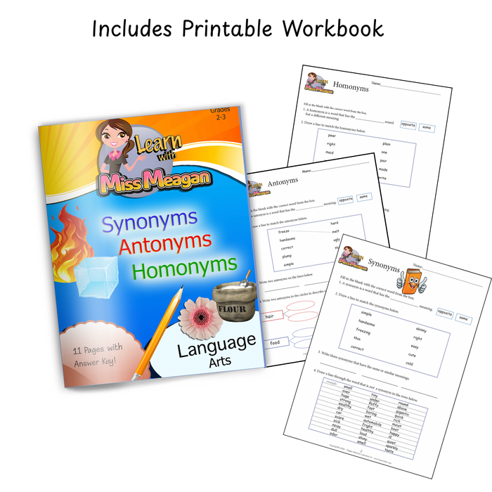 Mastering Synonyms, Antonyms, & Homonyms MINI-Course (Gr. 2-3)