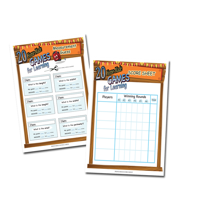 Printables for 20 learning games