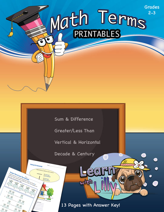 Math Terms Printable Workbook (Grades 2-3)