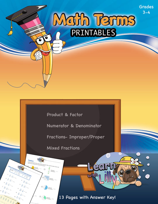 Math Terms Printable Workbook - (Grades 3-4)