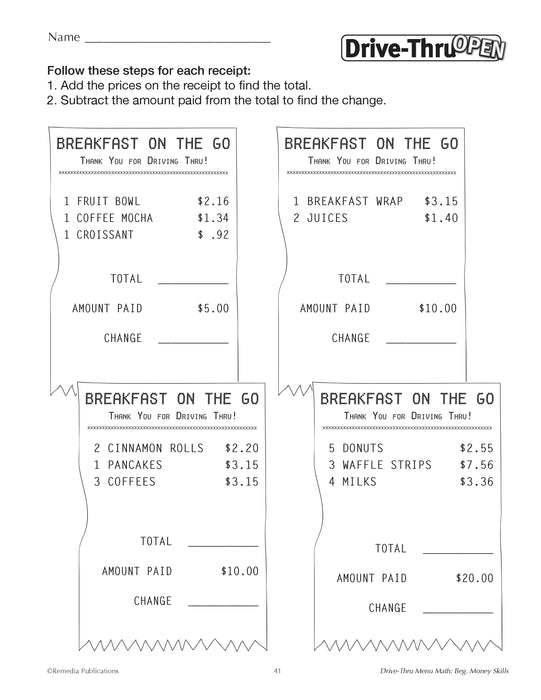 Real-Life Math Application 4 Pack - Pets, Shopping & Dining! (Grades 3-5)