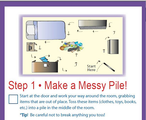 Bedroom Cleaning chore chart for kids.