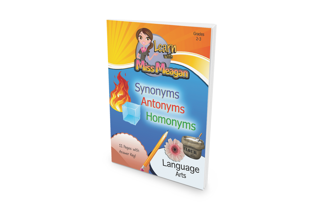 Homonyms, Antonyms & Synonyms Printable Workbook (Grades 2-3)