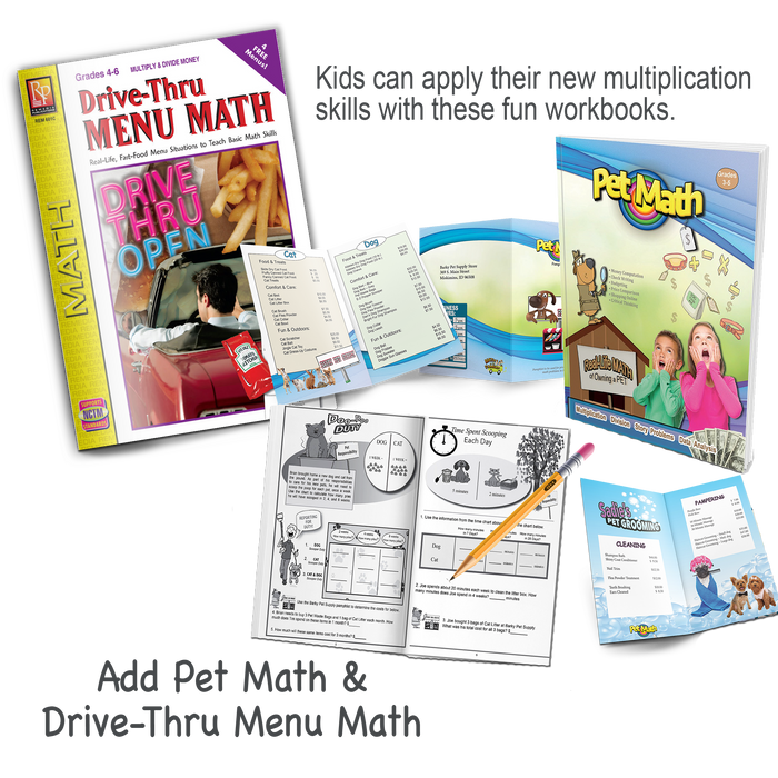 Pet Math & Drive-Thru Menu 2 Pack - Additional Multiplication Practice!